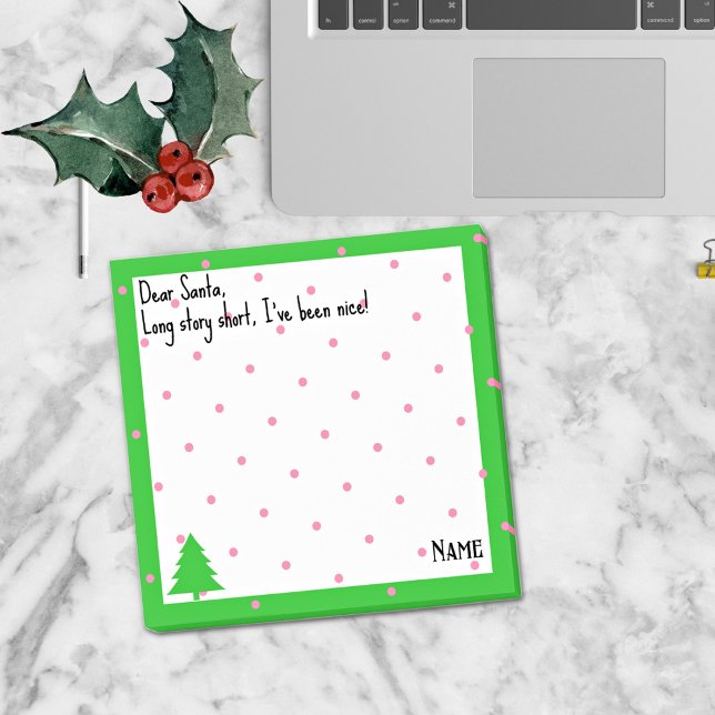 Name, Liebling Santa Pink Polka Dots Post-it Klebezettel (Von Creator hochgeladen)