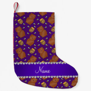 Name lila Bären Honigtöpfe Muster Kleiner Weihnachtsstrumpf