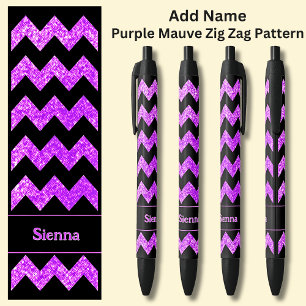 Name Lila Mauve Zig Zag auf Black Kugelschreiber