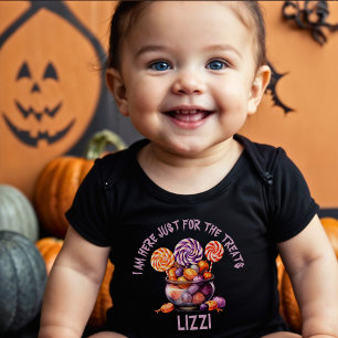 Name Lila Orange Black Pumpkin Halloween Candy Baby Strampler