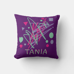 Name Lila Pink Aquamarin Circle Square Triangle He Kissen