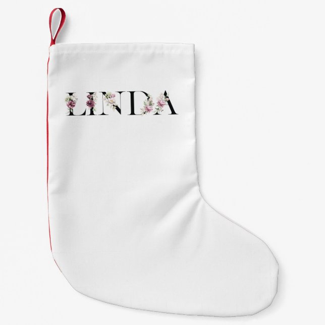 Name Linda Kleiner Weihnachtsstrumpf (Vorderseite)