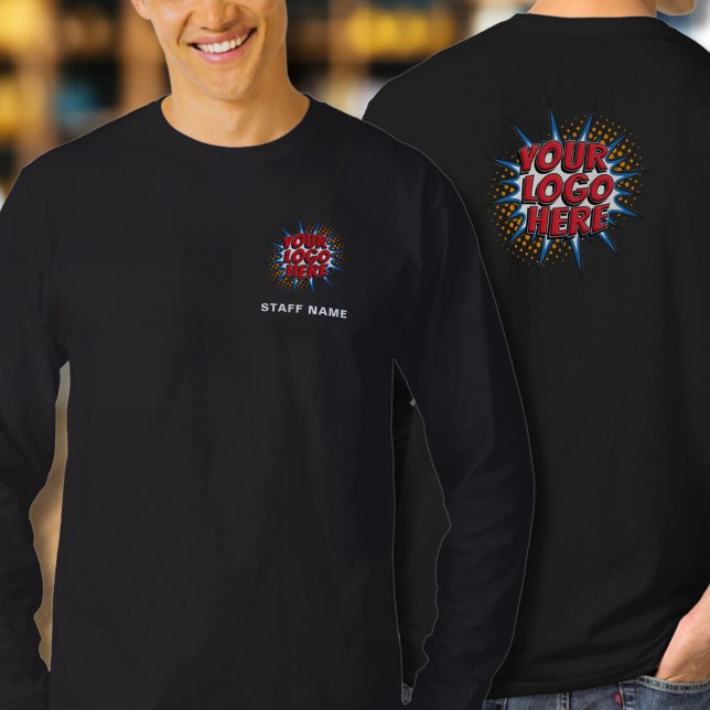 Name & Logo Upload Black Long Sleeved  T-Shirt (Von Creator hochgeladen)