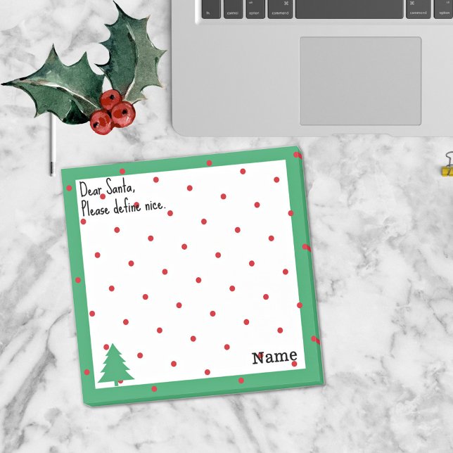 Name, Lustiger lieber Santa rote Punkte Post-it Klebezettel (Von Creator hochgeladen)