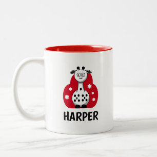 Name Mädchen Cute Watercolor Giraffe Safari Zweifarbige Tasse