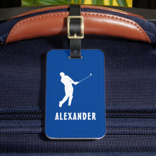 Name Male Golf Player Golfspielen Golfer Blau Weiß Gepäckanhänger