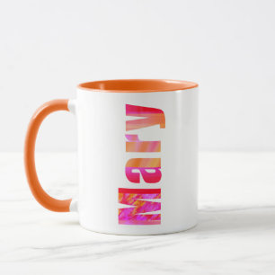 Name "Mary", lebhafte farbenfrohe rosa orangefarbe Tasse