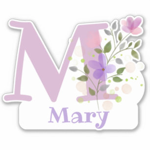 Name Mary plus Initial mit Blumendesign Aufkleber