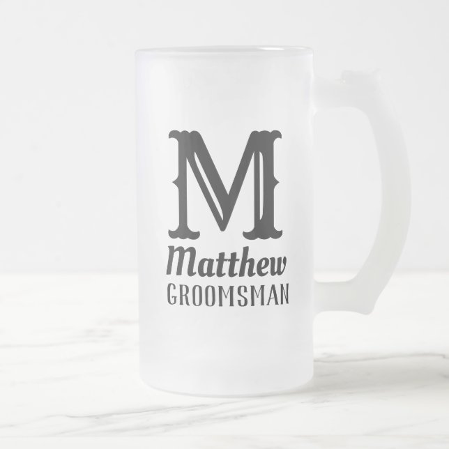 Name Masculine Mit Monogramm Classic Hochzeiten Sc Mattglas Bierglas (Rechts)