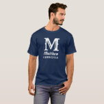 Name Masculine Mit Monogramm Trauzeuge Wedding Nav T-Shirt<br><div class="desc">Klassisch, einfach, Hochzeit, Name T - Shirt. Ideal für Trauzeuge. Personalisieren Sie es mit Ihrem Initial und Namen.</div>