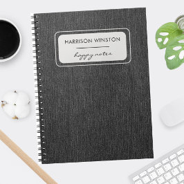 Name, Maskuline Schwarze Denim Textur Print Notizblock