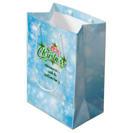 Name Matching Merry Christmas Blue Medium Geschenk Mittlere Geschenktüte