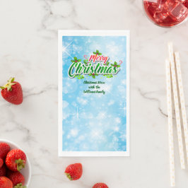 Name Matching Merry Christmas Blue Paper Guest hin Serviette