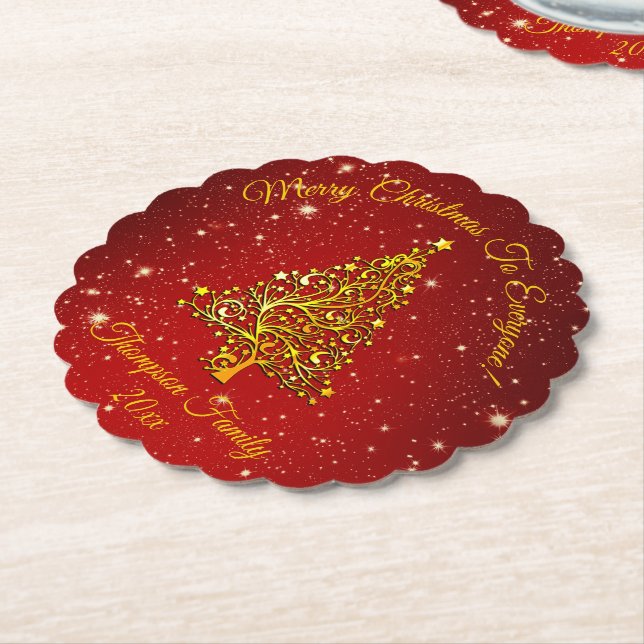 Name Matching Set Weihnachten Red Gold Tree Star h Untersetzer (angewinkelt)