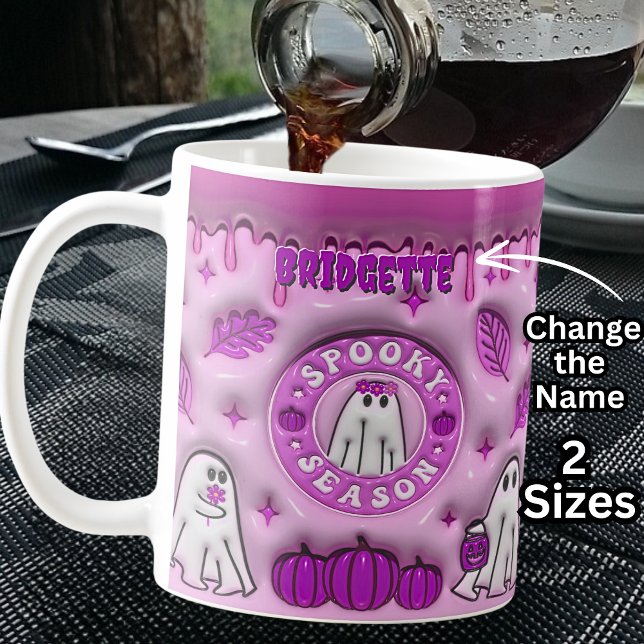 Name Mauve 3D-Effekt Halloween Ghost Spooky Jahres Kaffeetasse (Von Creator hochgeladen)