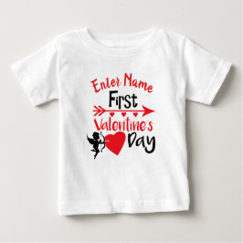Name meines ersten Valentinstags hinzufügen Baby T-shirt