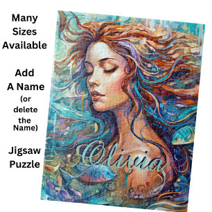 Name Mermaid Underwater in Sea, Haarfisch hinzufüg Puzzle