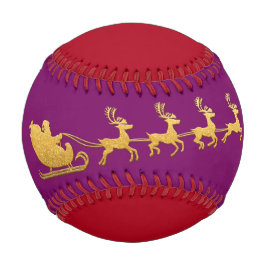 Name Merry Christmas Santa Reindeer Red Lila Baseball