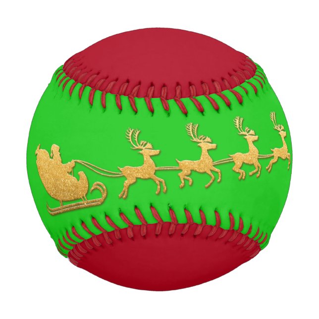 Name Merry Weihnachten Santa Reindeer Red GreenGol Baseball (Vorderseite)