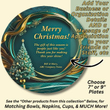 Name Message Company Green Gold Christmas Tree 7"