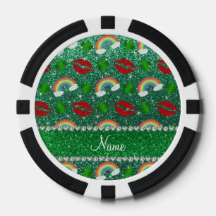 Name Minze grünen Glitzer Kleeblätter Regenbogen K Pokerchips