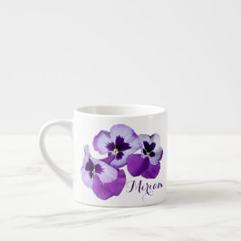 Name Miriam hübsche lila Pansy Flora Espressotasse