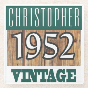 Name mit Jahr 1952 Vintager Untersetzer aus Glas