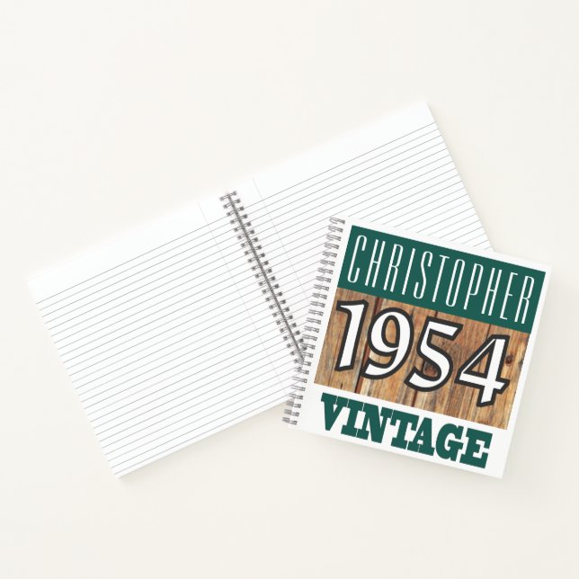 Name mit Jahr 1954 Vintages Notebook Notizbuch (Innenseite)
