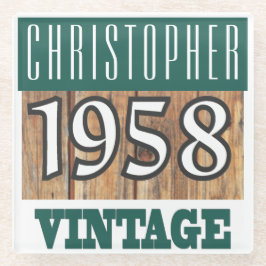 Name mit Jahr 1958 Vintager Untersetzer aus Glas