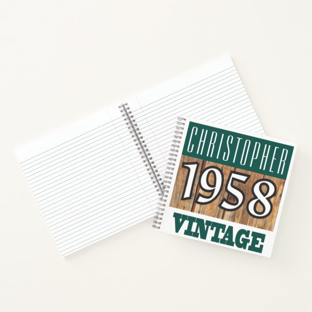 Name mit Jahr 1958 Vintages Notebook Notizbuch (Innenseite)