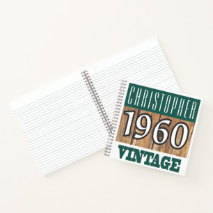 Name mit Jahr 1960 Vintage Notizbuch