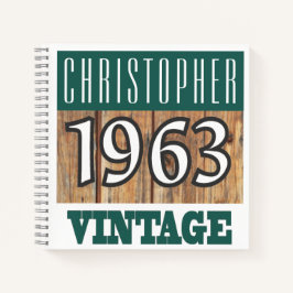 Name mit Jahr 1963 Vintages Notebook Notizbuch
