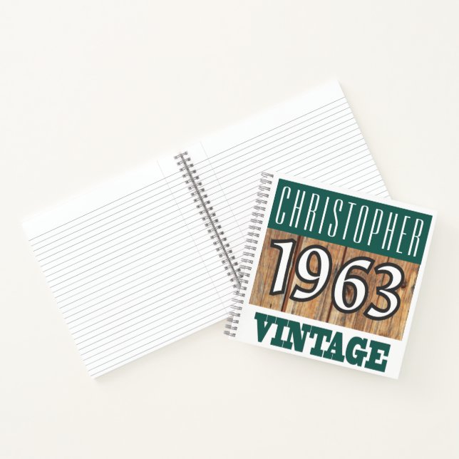 Name mit Jahr 1963 Vintages Notebook Notizbuch (Innenseite)