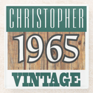 Name mit Jahr 1965 Vintager Untersetzer aus Glas