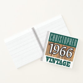 Name mit Jahr 1966 Vintages Notebook Notizbuch