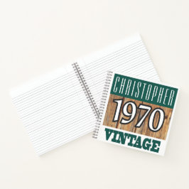 Name mit Jahr 1970 Vintages Notebook Notizbuch