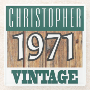 Name mit Jahr 1971 Vintager Untersetzer aus Glas