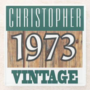 Name mit Jahr 1973 Vintager Untersetzer aus Glas