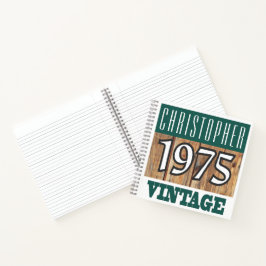 Name mit Jahr 1975 Vintages Notebook Notizbuch