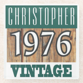 Name mit Jahr 1976 Vintager Untersetzer aus Glas