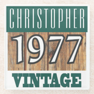 Name mit Jahr 1977 Vintager Untersetzer aus Glas