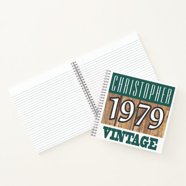 Name mit Jahr 1979 Vintages Notebook Notizbuch (Innenseite)
