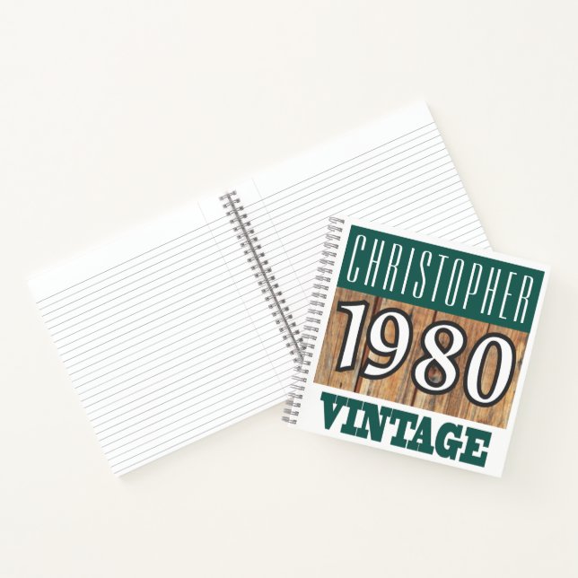 Name mit Jahr 1980 Vintages Notebook Notizbuch (Innenseite)