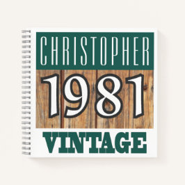 Name mit Jahr 1981 Vintages Notebook Notizbuch