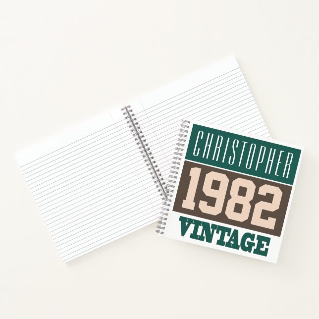 Name mit Jahr 1982 Vintages Notebook Notizbuch (Innenseite)