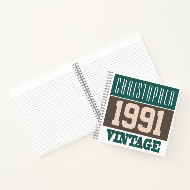 Name mit Jahr 1991 Vintages Notebook Notizbuch (Innenseite)
