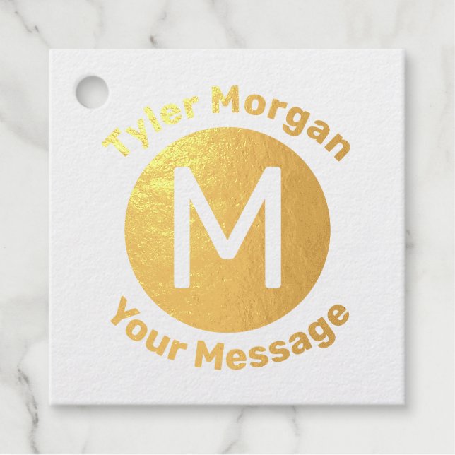 Name mit Monogramm im Kreis, Meldung Geschenkanhänger (Vorderseite)