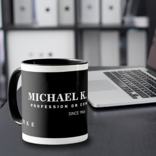 Name Mit Monogramm Modern Black Tasse