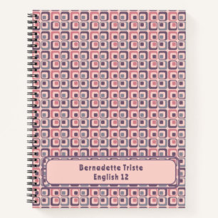 Name Mitteljahrhundert Moderne rosa Lila Geometrie Notizbuch