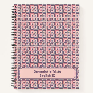 Name Mitteljahrhundert Moderne rosa Lila Geometrie Notizbuch